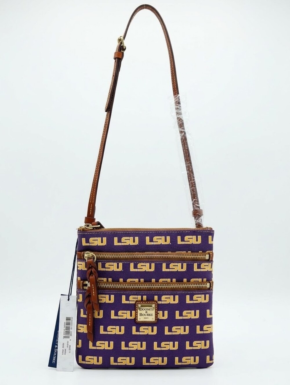 Dooney & Bourke LSU Tigers Triple Zip Crossbody Purse ~ New With Tags